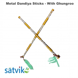 Assorted Metal Dandiya Sticks with Ghungroo, 1 Pair of Multi Color Metal Dandiya Sticks for Navratri Festival/Dandiya Raas